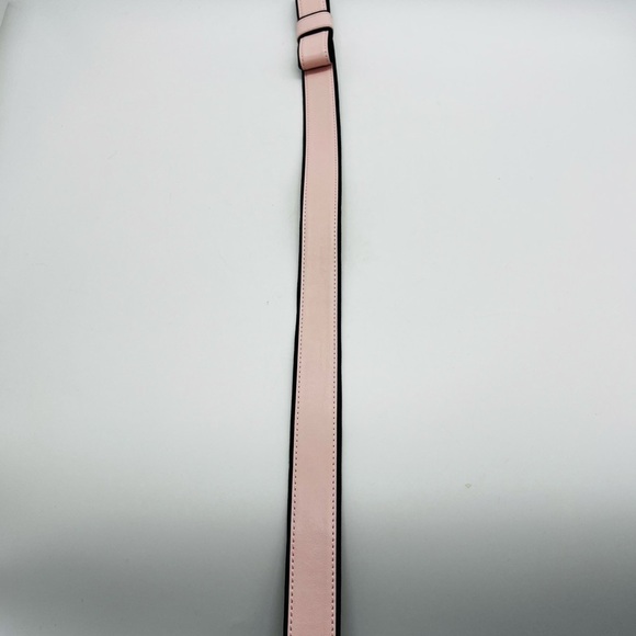 Kate Spade Light Pink and Black Leather Belt with Modern Bow Buckle Size Large - Picture 8 of 10